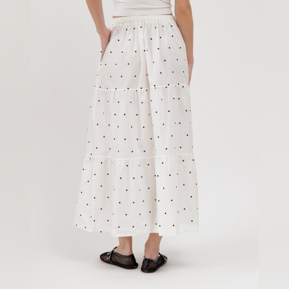 Brunette the Label Poplin Tiered Skirt in White Polka Dot – Size M/L – NWT - Picture 4 of 4